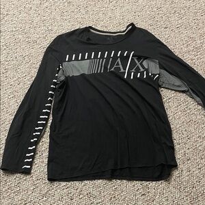 Armani Exchange Black and Gray Graphic Long Sleeve Tee